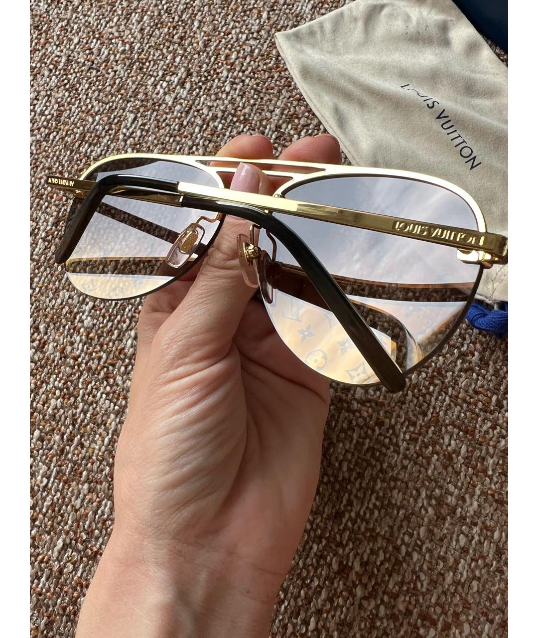 LOUIS VUITTON Коричневые металлические солнцезащитные очки, фото 4