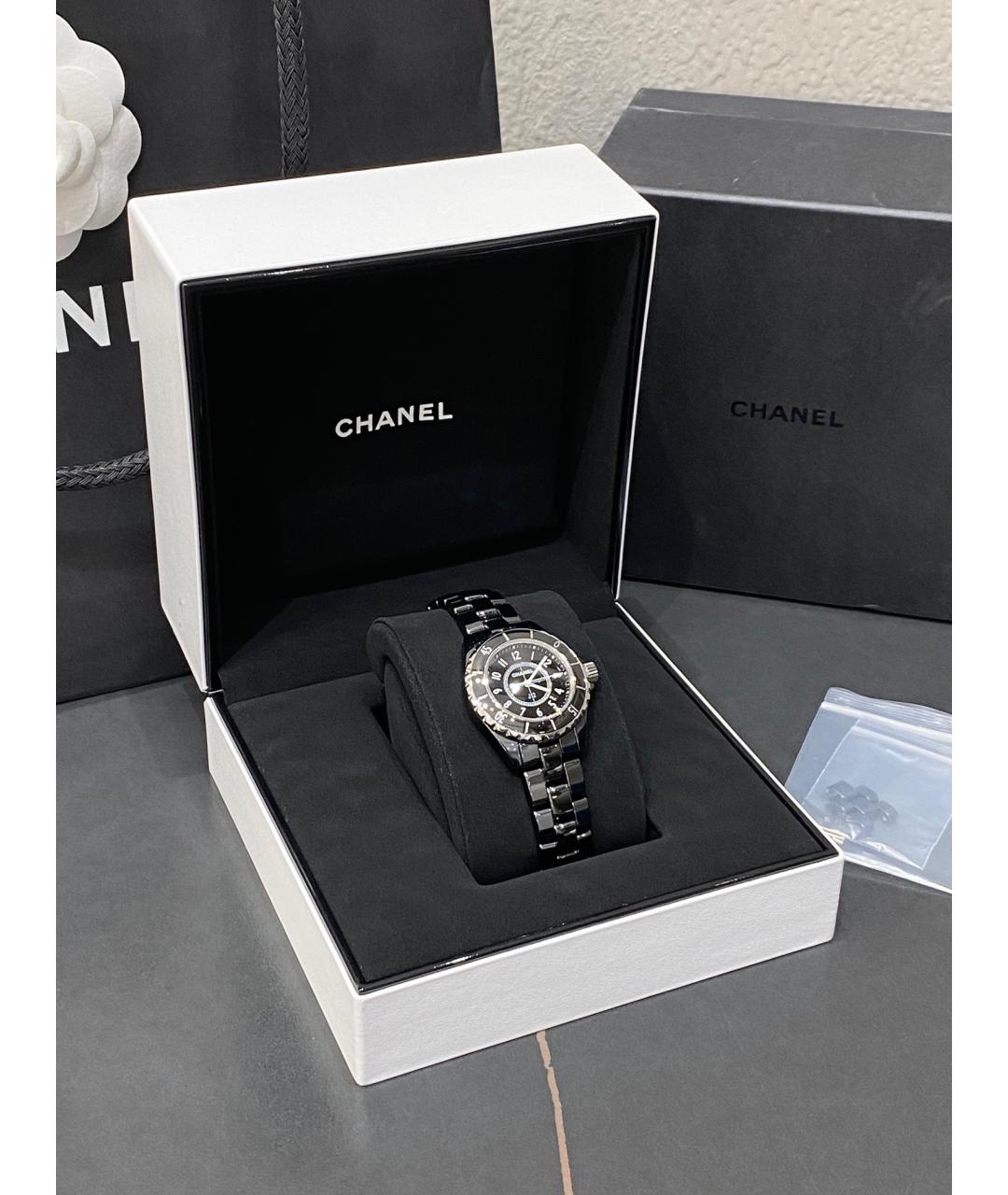 CHANEL Черные керамические часы, фото 3