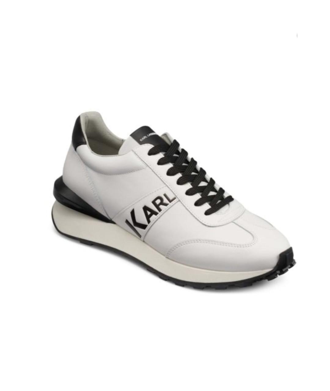 KARL LAGERFELD Белые кожаные низкие кроссовки / кеды, фото 8