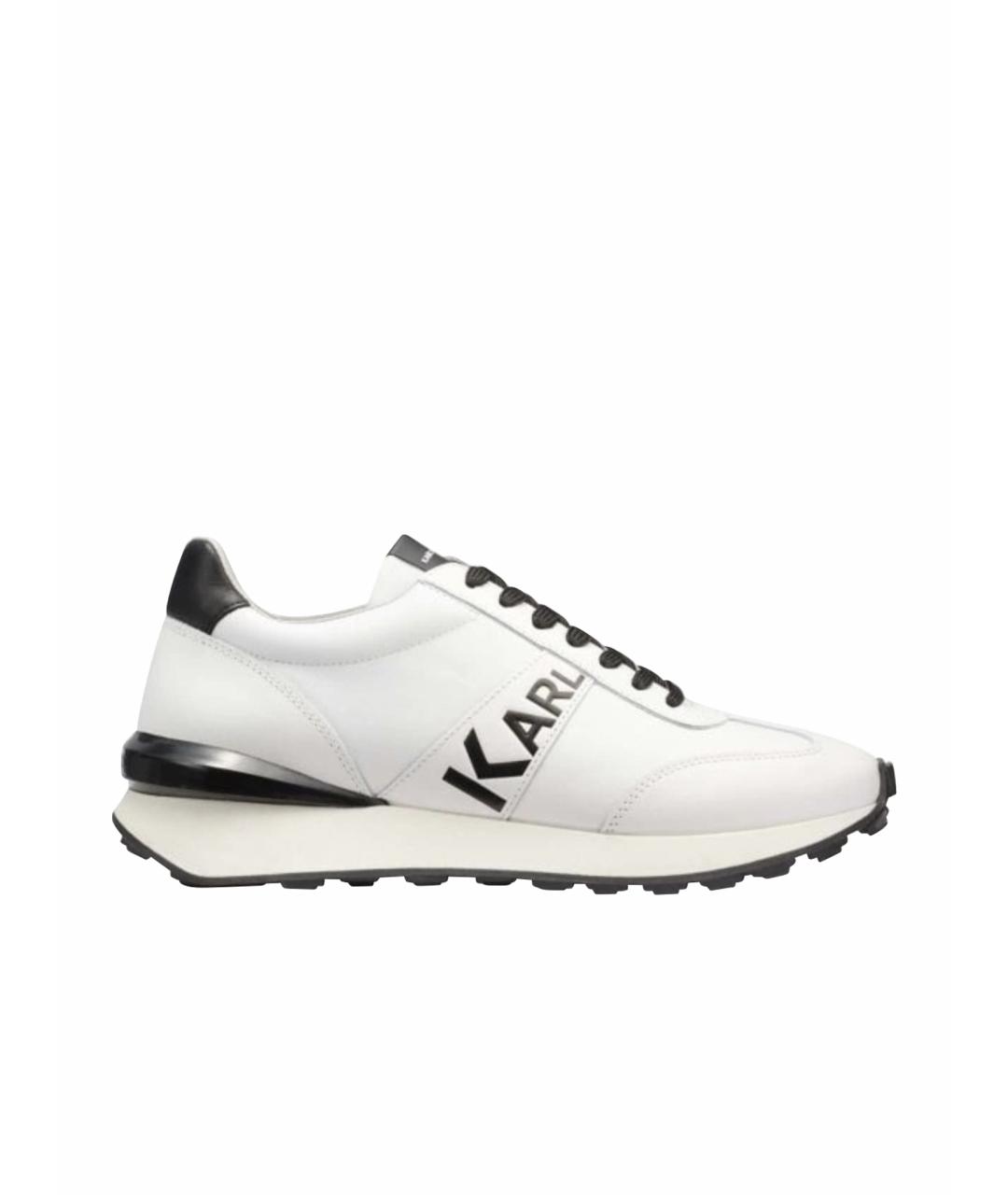 KARL LAGERFELD Белые кожаные низкие кроссовки / кеды, фото 1