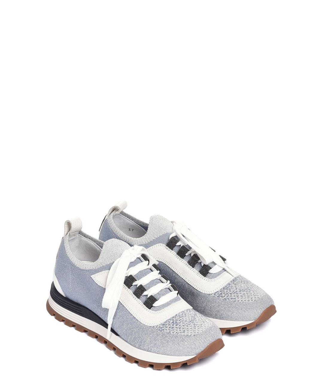 BRUNELLO CUCINELLI Голубые текстильные кроссовки, фото 2