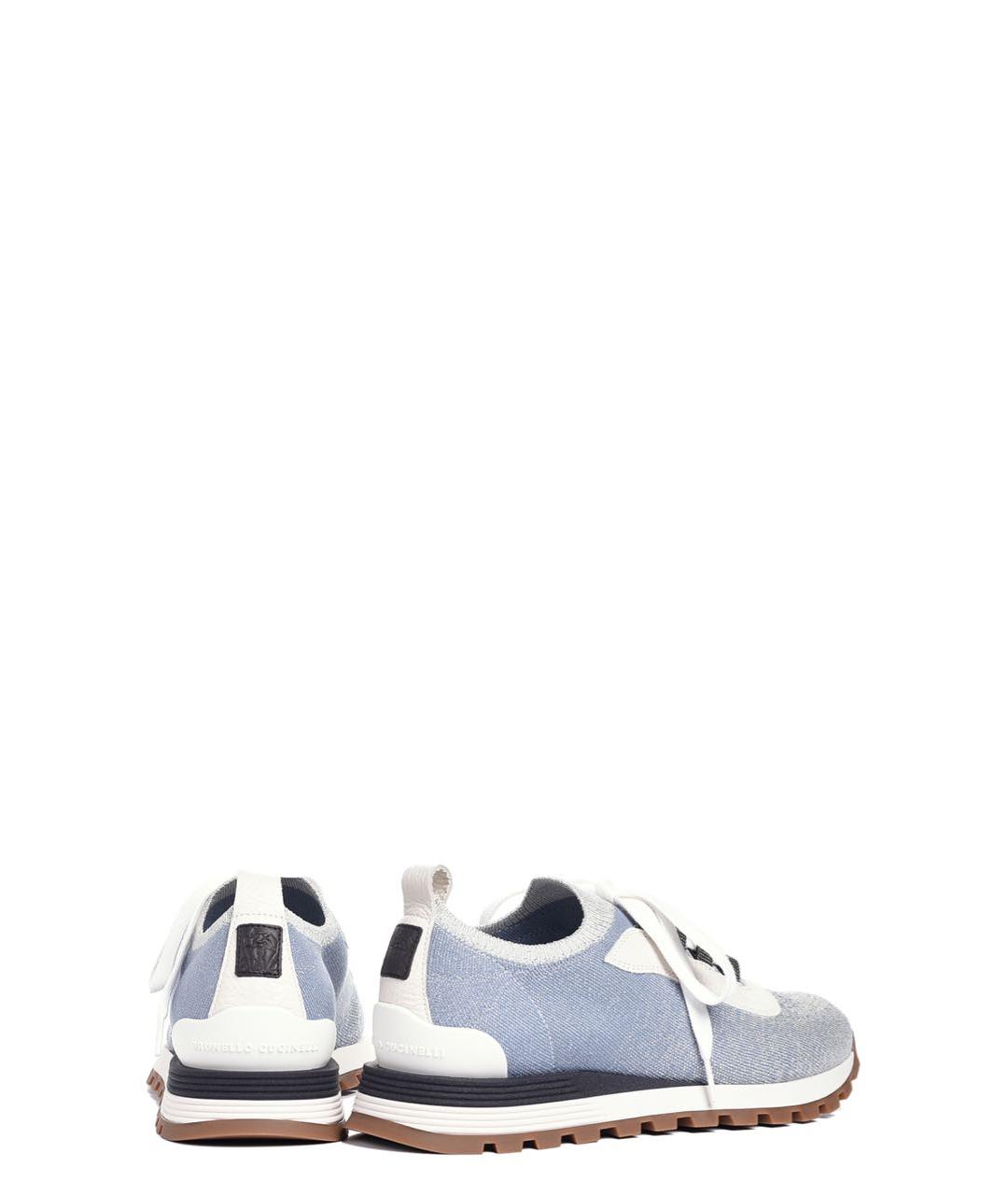 BRUNELLO CUCINELLI Голубые текстильные кроссовки, фото 3