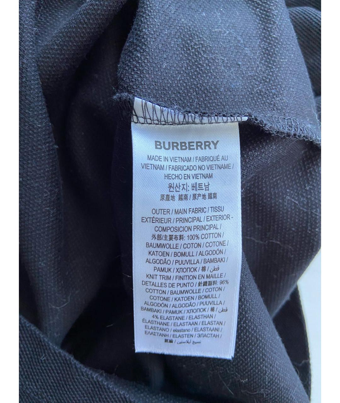 BURBERRY Черная хлопковая футболка, фото 5