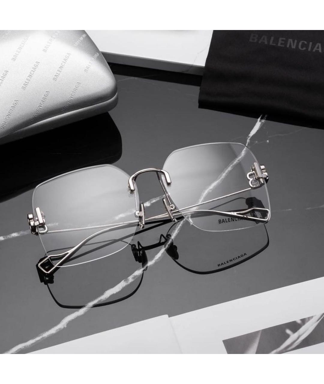 BALENCIAGA Серебряные металлические солнцезащитные очки, фото 5