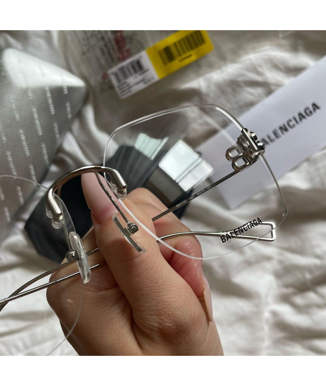 BALENCIAGA Серебряные металлические солнцезащитные очки, фото 4