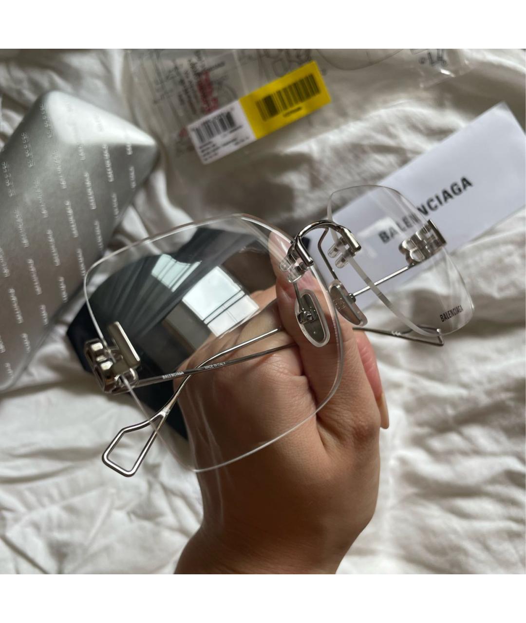 BALENCIAGA Серебряные металлические солнцезащитные очки, фото 3