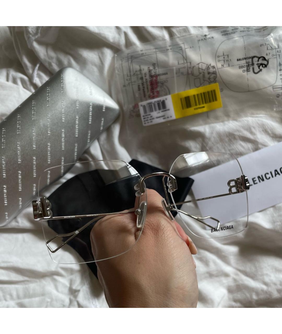 BALENCIAGA Серебряные металлические солнцезащитные очки, фото 7