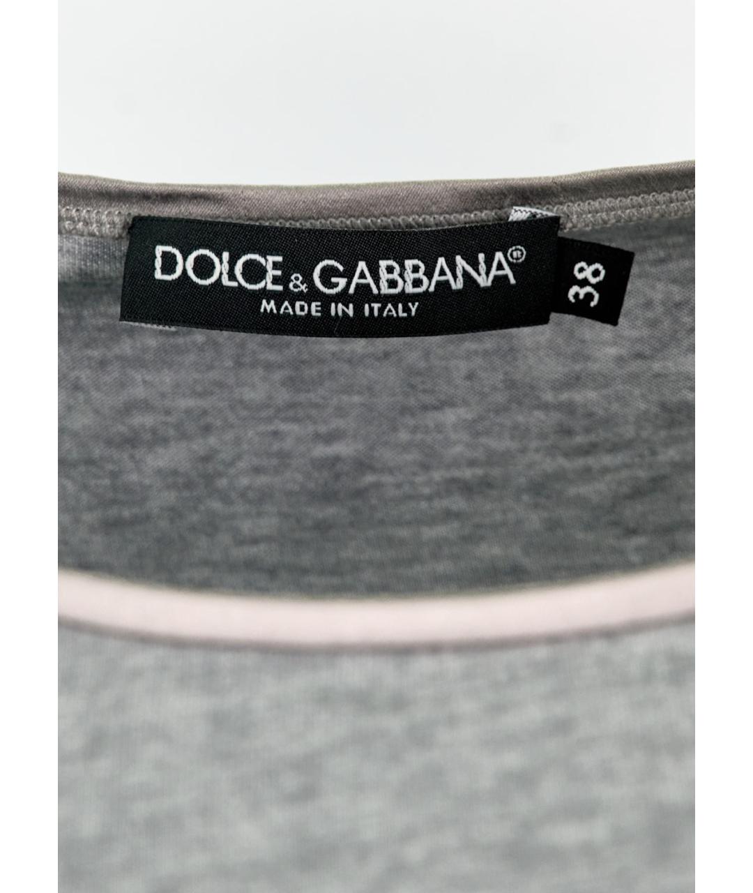 DOLCE&GABBANA Серая хлопковая футболка, фото 3