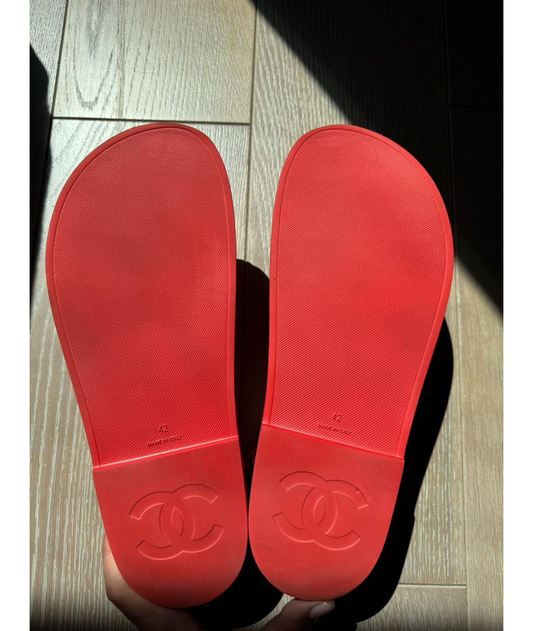 CHANEL Красные резиновые сандалии, фото 5