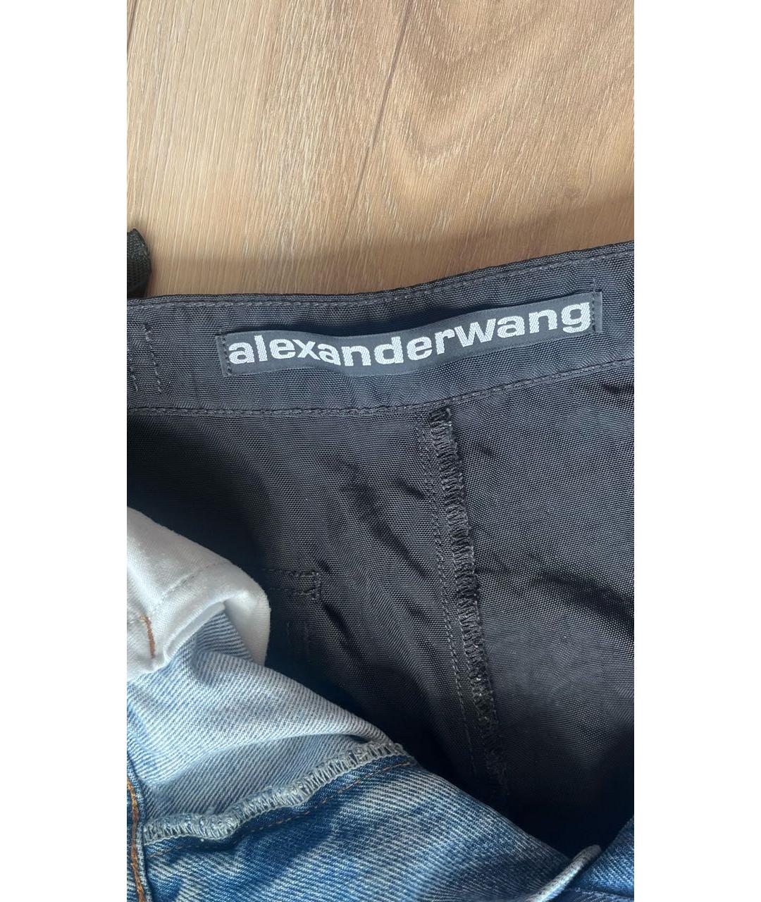 ALEXANDER WANG Голубые хлопко-полиэстеровые прямые джинсы, фото 3