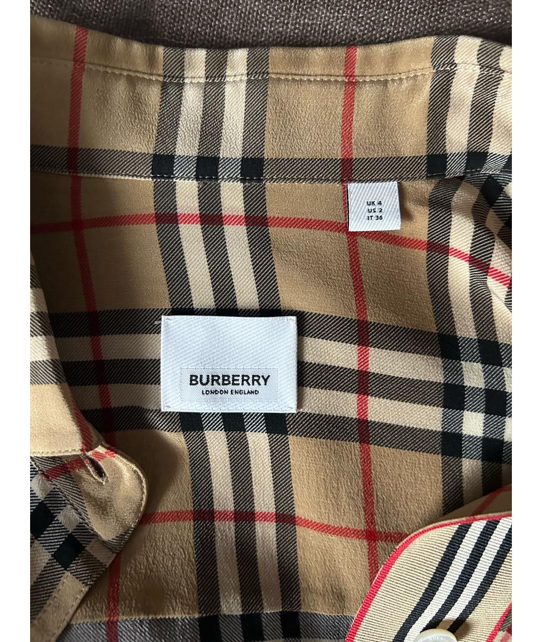 BURBERRY Коричневое шелковое повседневное платье, фото 3