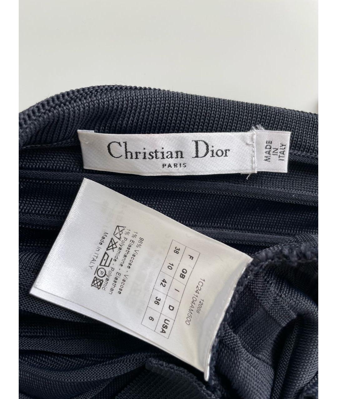 CHRISTIAN DIOR Темно-синяя вискозная блузы, фото 3