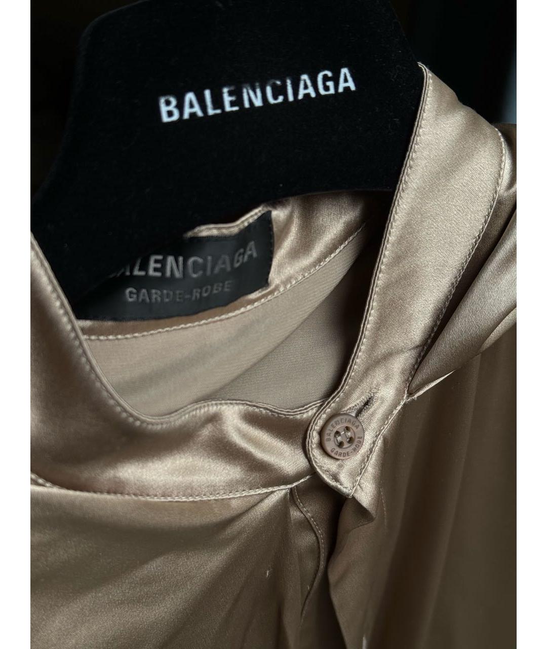 BALENCIAGA Бежевая шелковая рубашка, фото 5