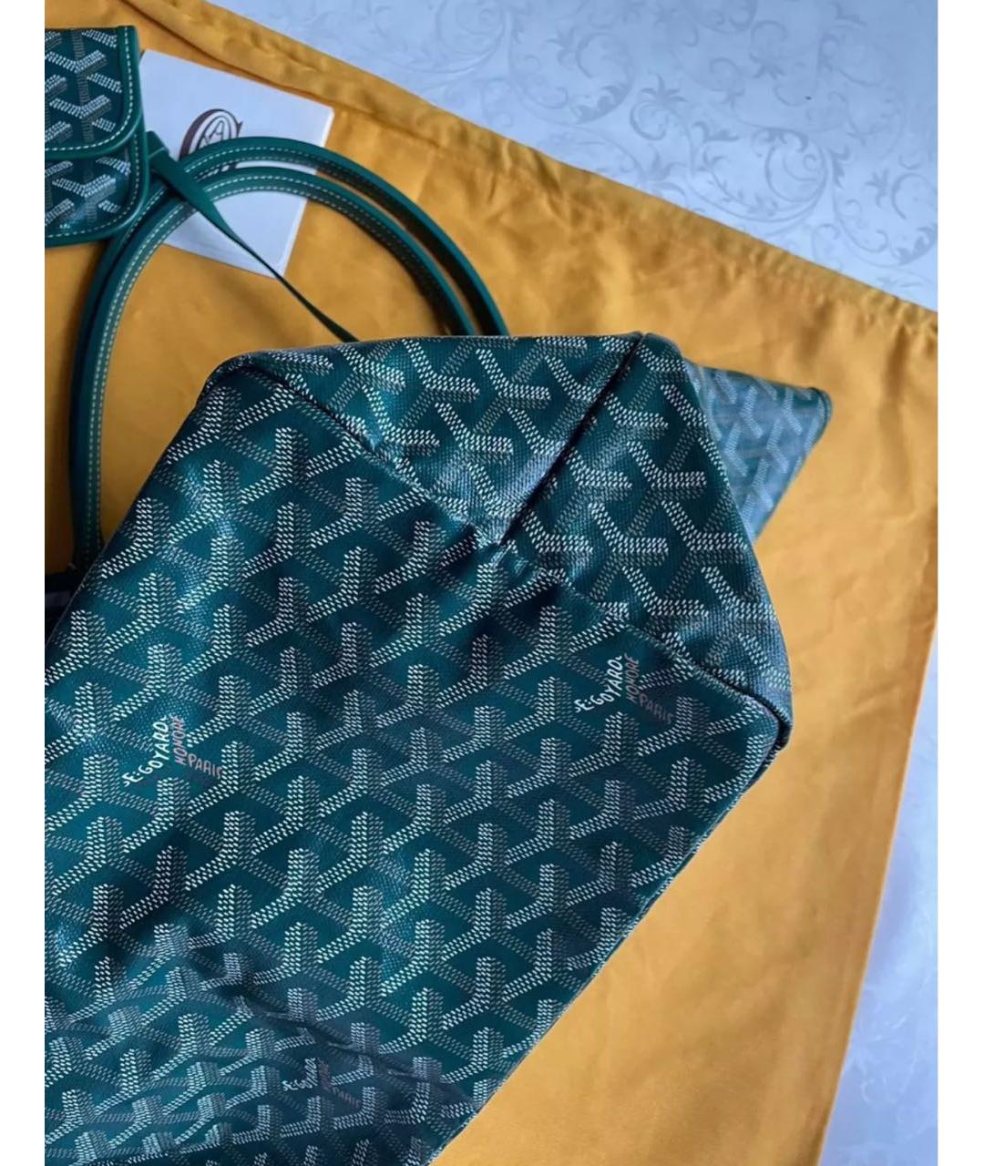 GOYARD Зеленая кожаная сумка тоут, фото 4