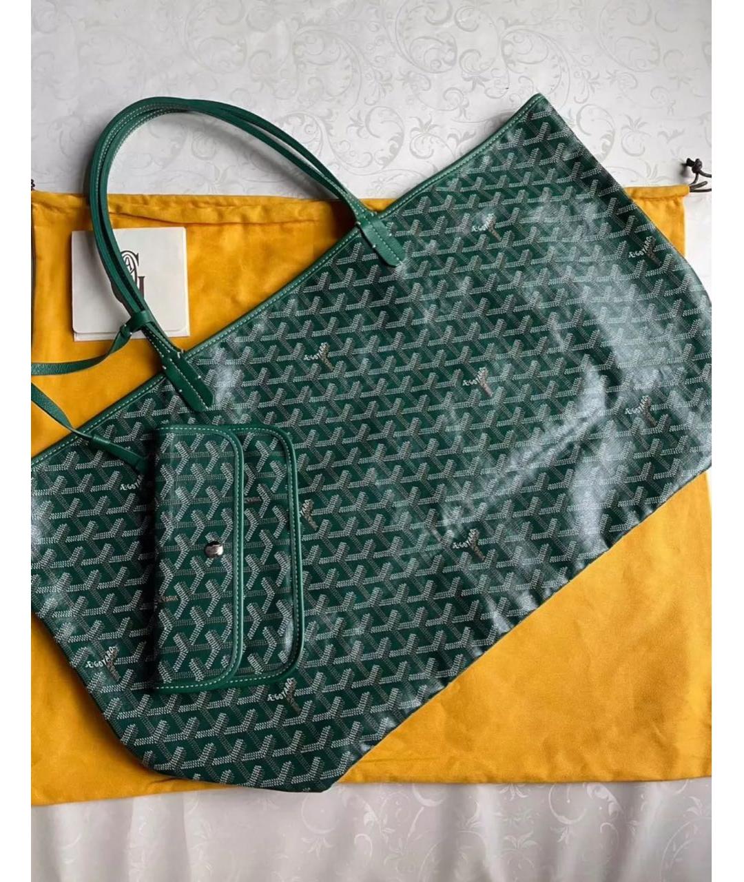 GOYARD Зеленая кожаная сумка тоут, фото 2