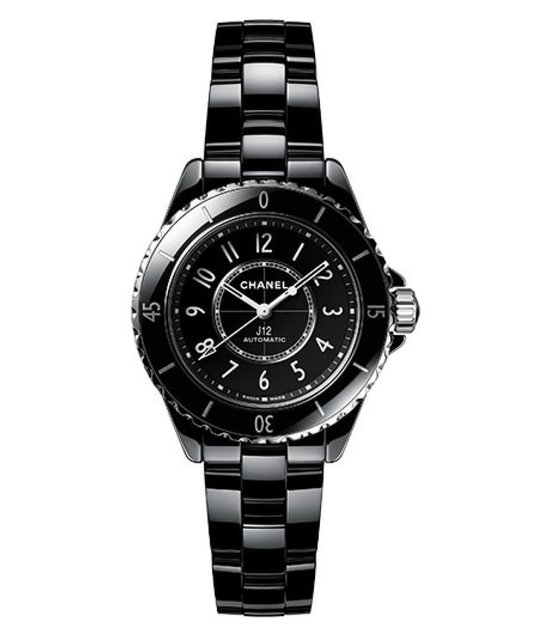 CHANEL Черные керамические часы, фото 1
