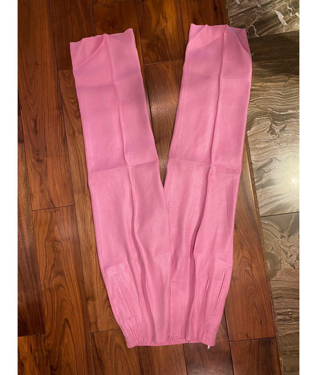 ERMANNO SCERVINO Розовые льняные прямые брюки, фото 8