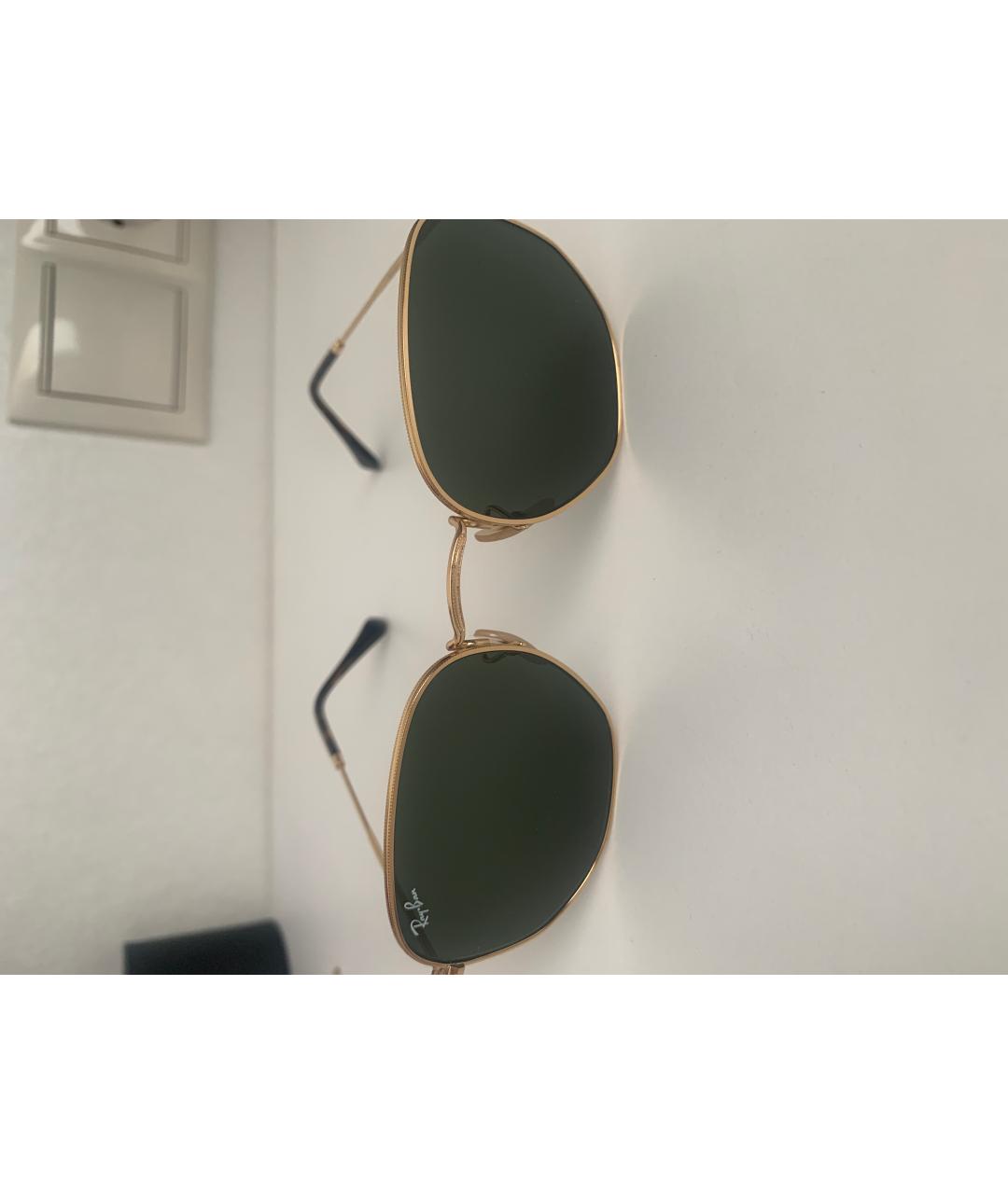 RAY BAN Горчичные металлические солнцезащитные очки, фото 2