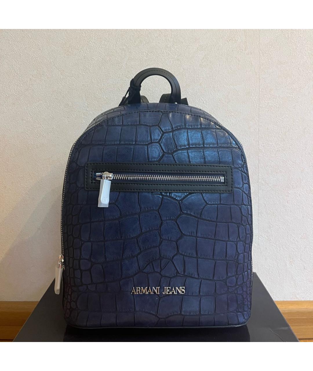 ARMANI JEANS Темно-синий рюкзак из искусственной кожи, фото 7