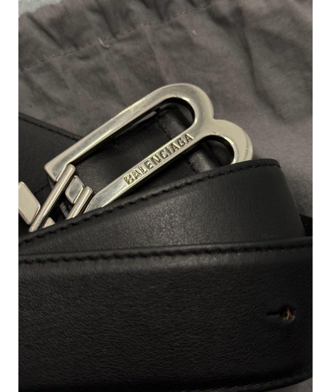 BALENCIAGA Черный кожаный ремень, фото 6