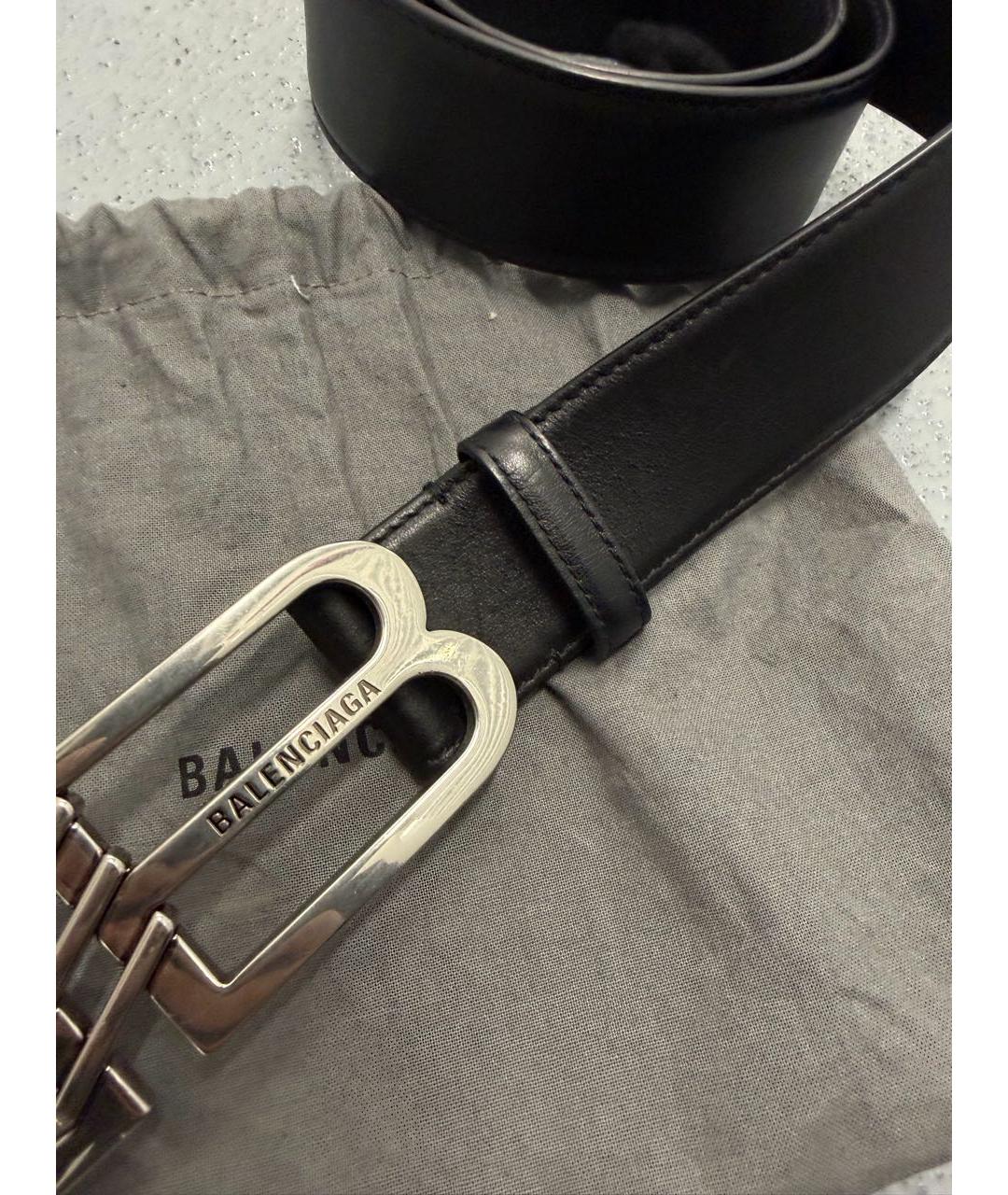 BALENCIAGA Черный кожаный ремень, фото 7