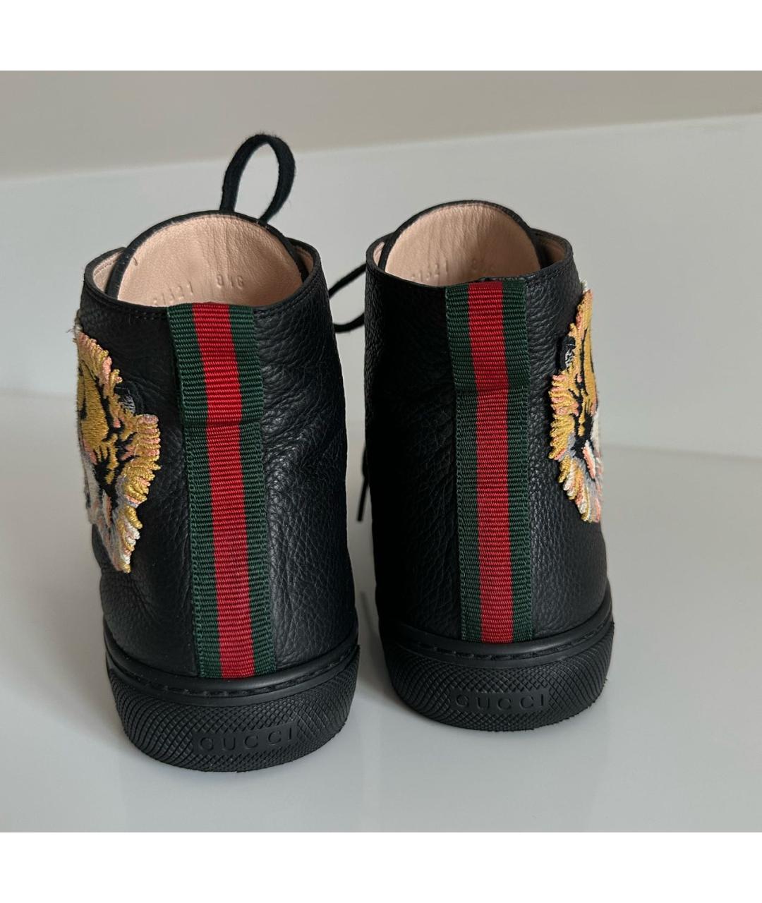 GUCCI Черные кожаные высокие кроссовки / кеды, фото 4