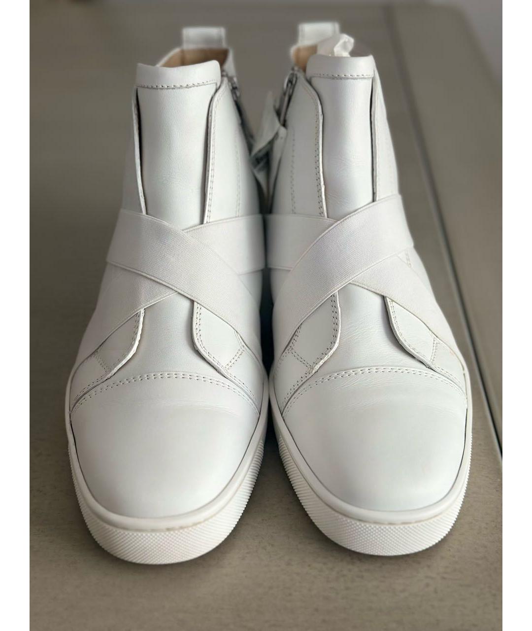 CHRISTIAN LOUBOUTIN Белые кожаные высокие кроссовки / кеды, фото 2