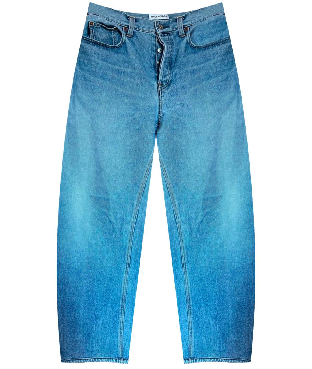 BALENCIAGA Голубые хлопковые прямые джинсы, фото 1