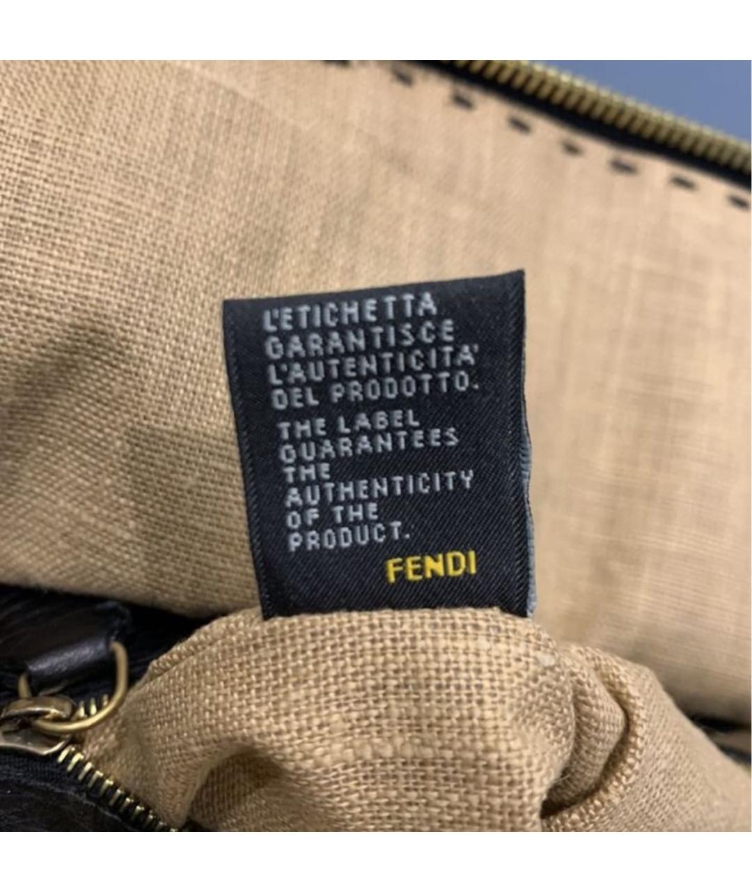 FENDI Черная кожаная сумка тоут, фото 8