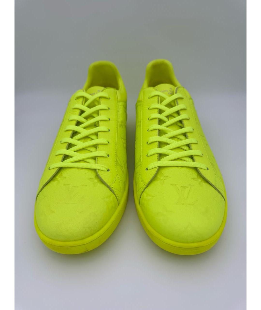 LOUIS VUITTON Желтые кожаные низкие кроссовки / кеды, фото 2