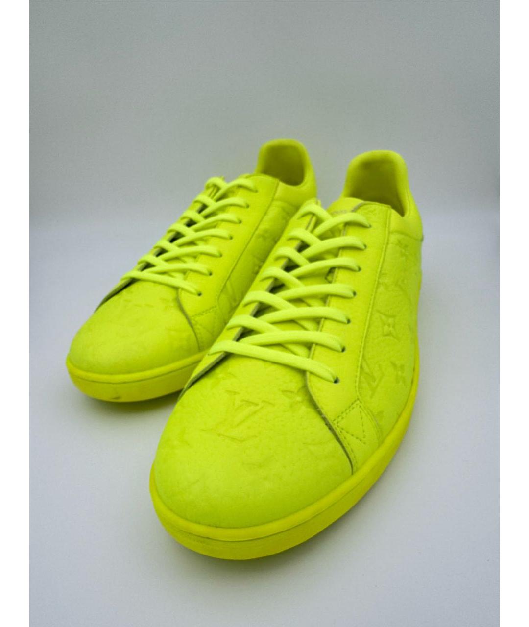 LOUIS VUITTON Желтые кожаные низкие кроссовки / кеды, фото 3