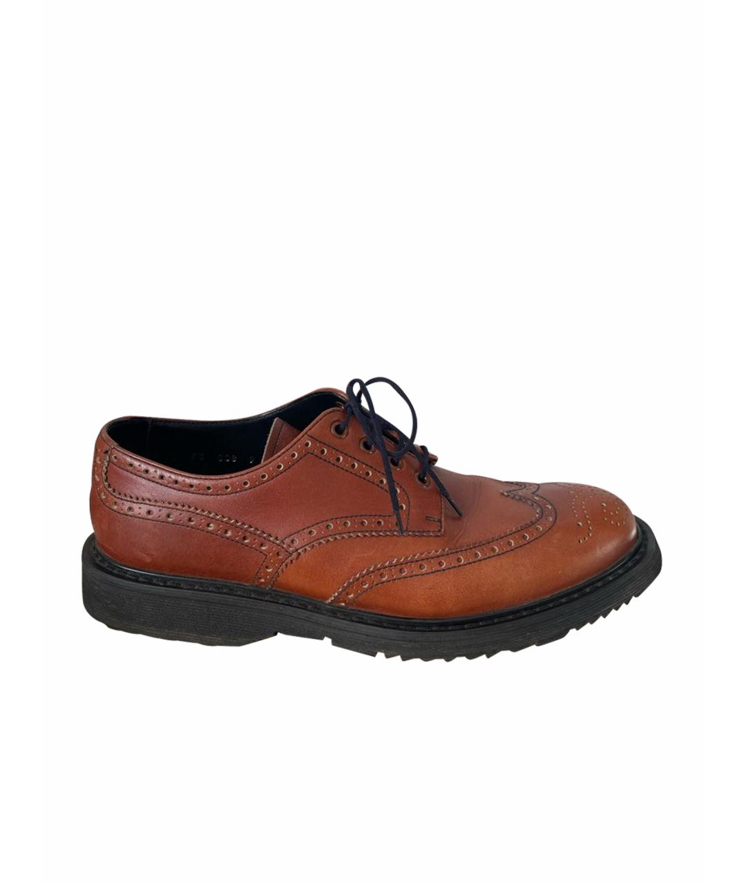 PRADA Оранжевое кожаные низкие ботинки, фото 1