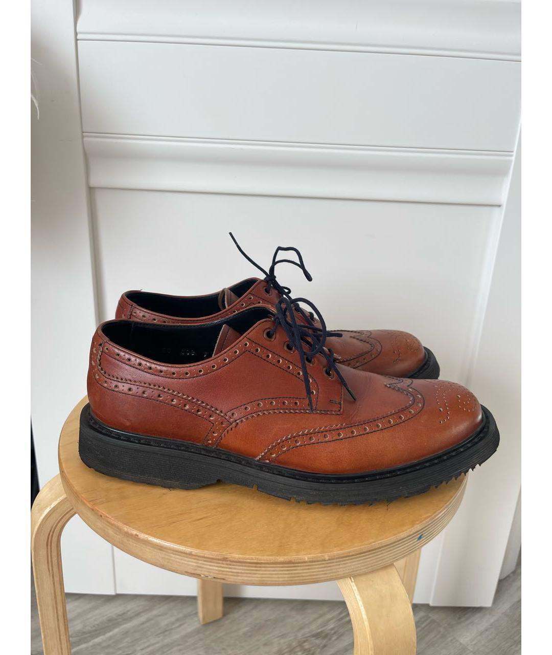 PRADA Оранжевое кожаные низкие ботинки, фото 9
