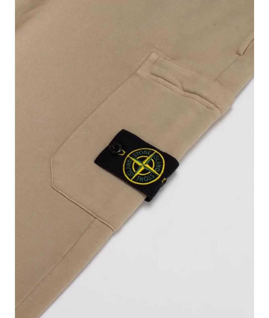 STONE ISLAND Бежевые хлопковые повседневные брюки, фото 3