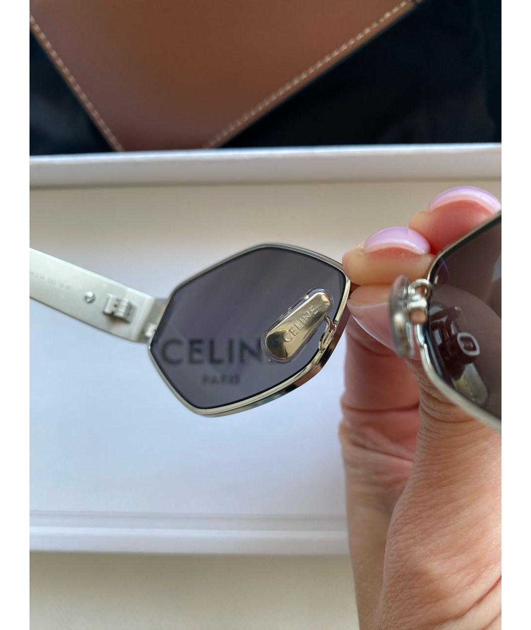 CELINE Серебряные металлические солнцезащитные очки, фото 7