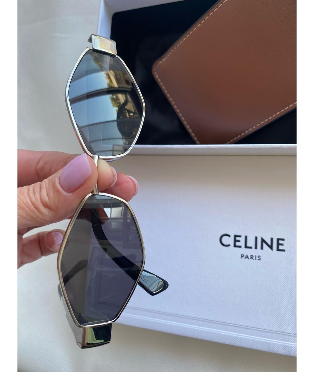 CELINE Серебряные металлические солнцезащитные очки, фото 6