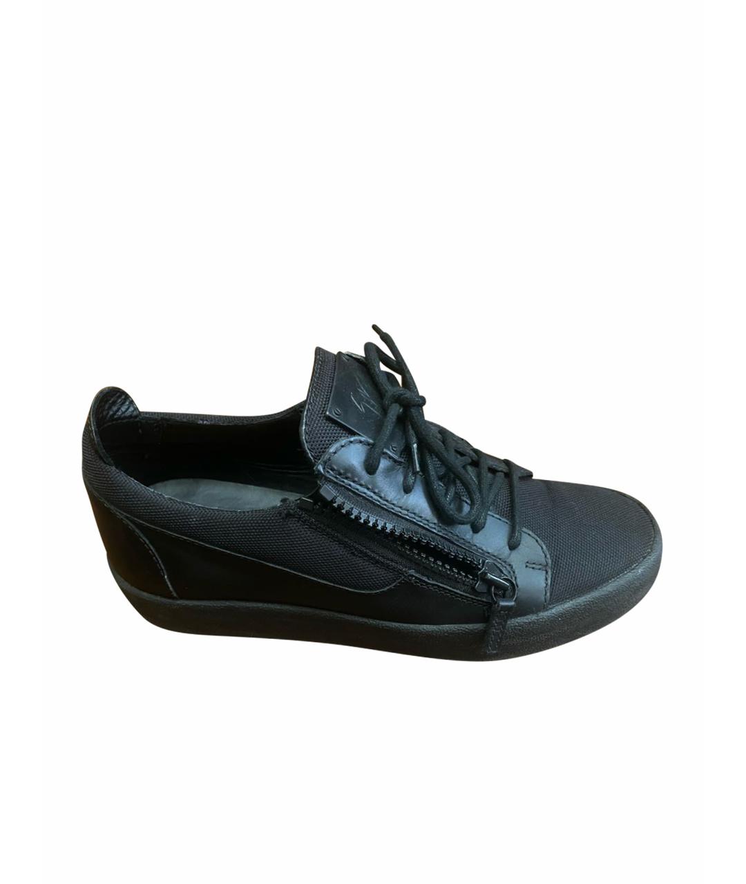 GIUSEPPE ZANOTTI DESIGN Черные кожаные низкие кроссовки / кеды, фото 1