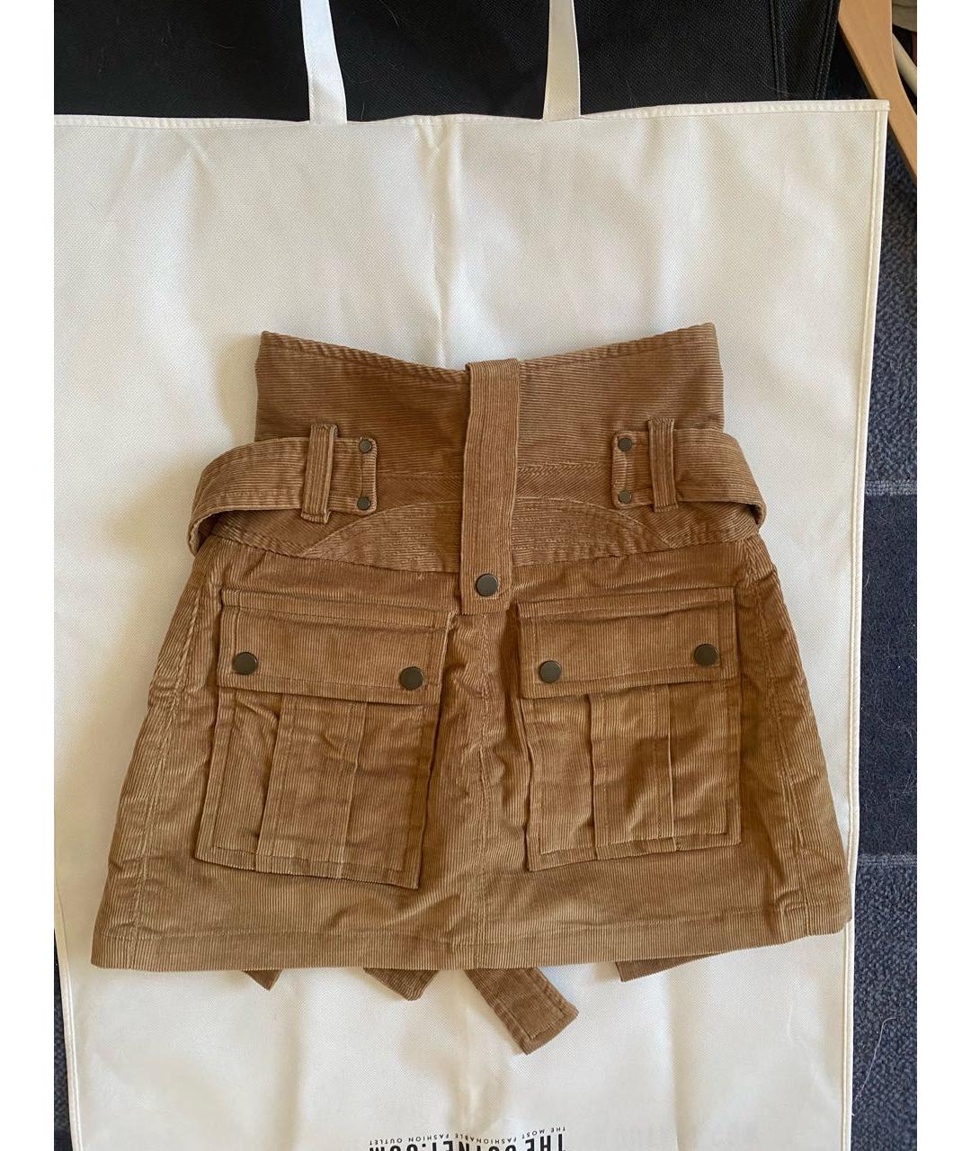 DSQUARED2 Коричневая хлопковая юбка мини, фото 2