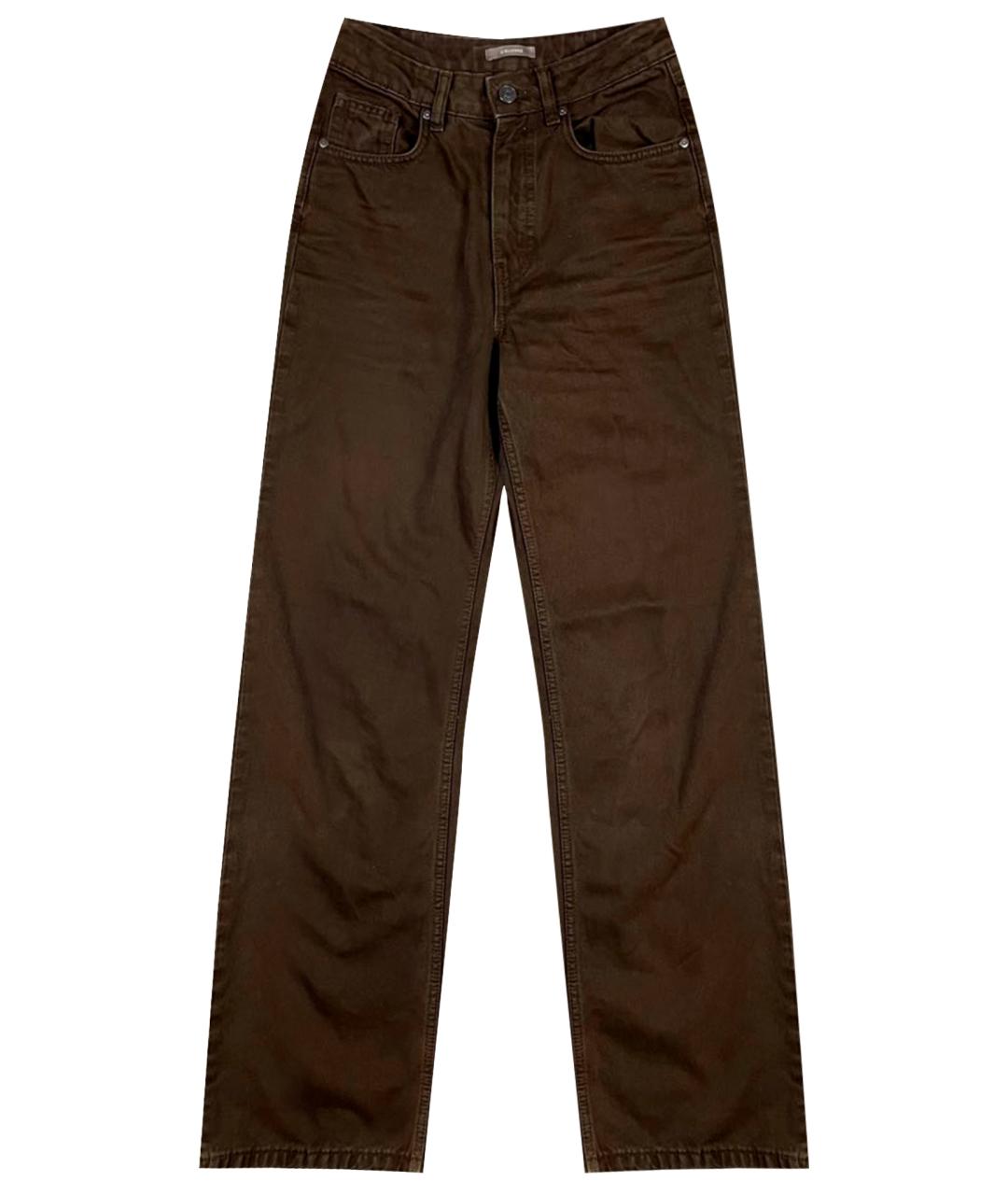 12 STOREEZ Коричневые хлопковые прямые джинсы, фото 1