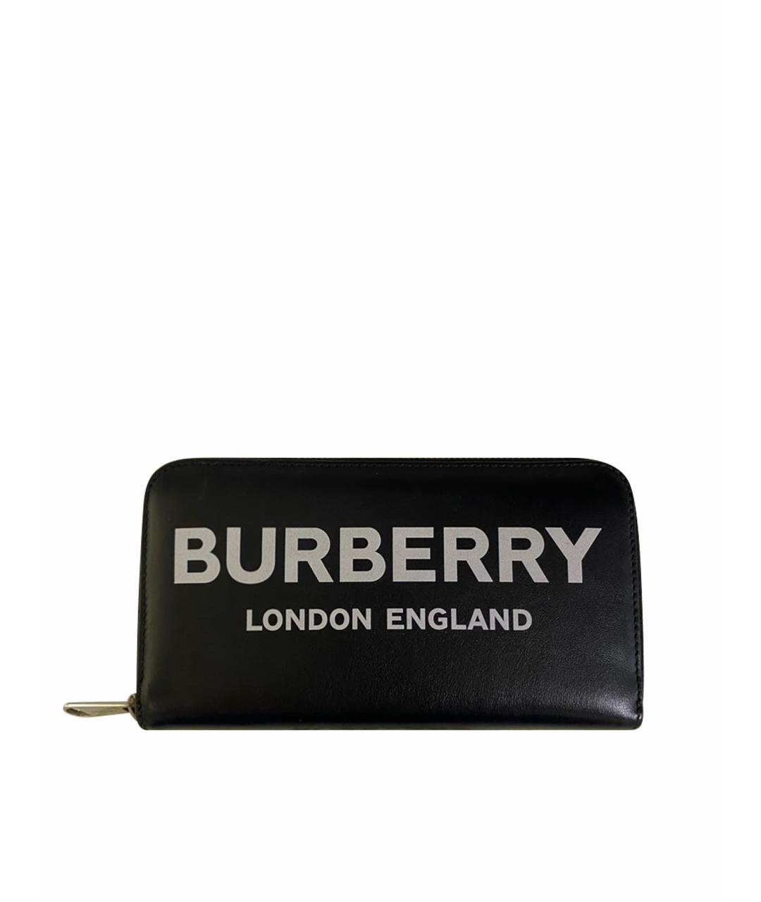 BURBERRY Черный кожаный кошелек, фото 1