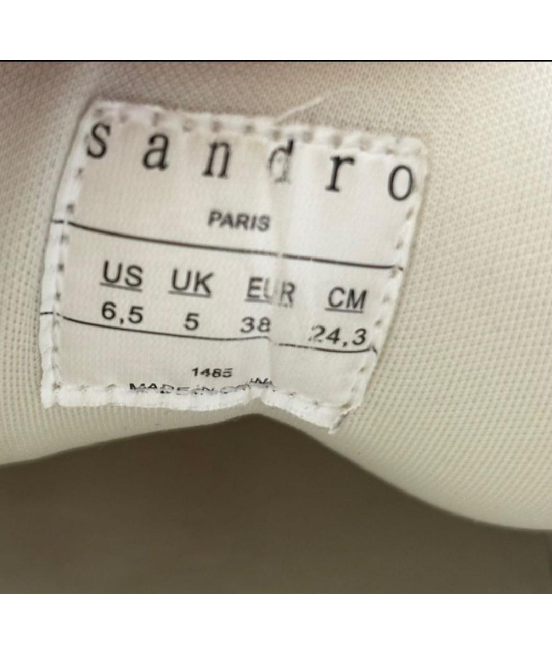 SANDRO Бежевые кожаные кроссовки, фото 5