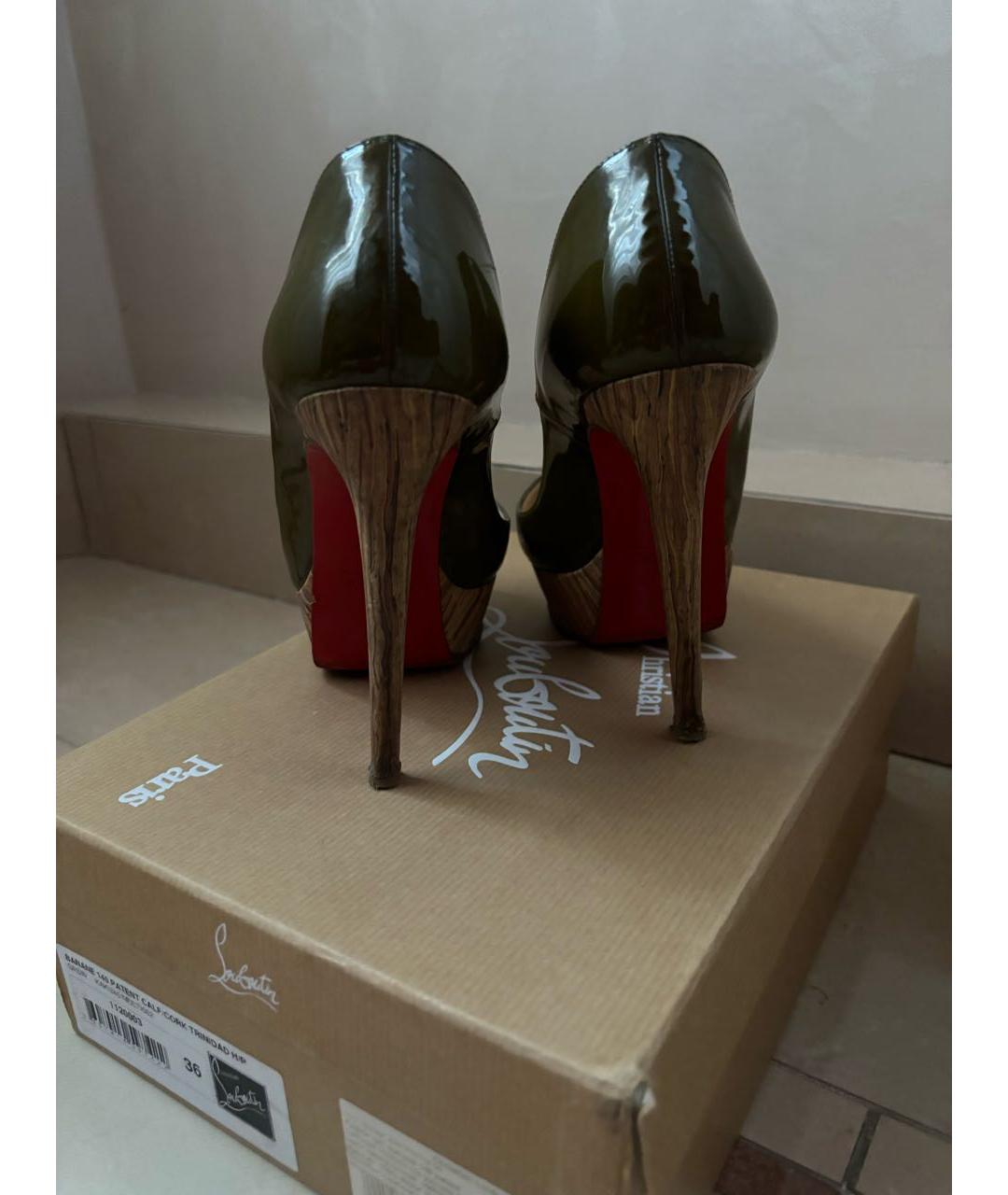 CHRISTIAN LOUBOUTIN Хаки туфли из лакированной кожи, фото 4