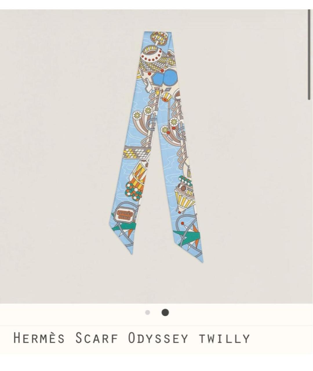 HERMES Голубой шелковый платок, фото 5