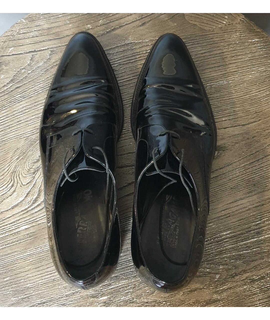 SALVATORE FERRAGAMO Черные туфли из лакированной кожи, фото 3