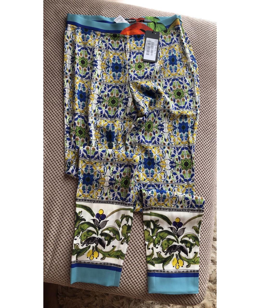 DOLCE&GABBANA Мульти шелковые брюки узкие, фото 8