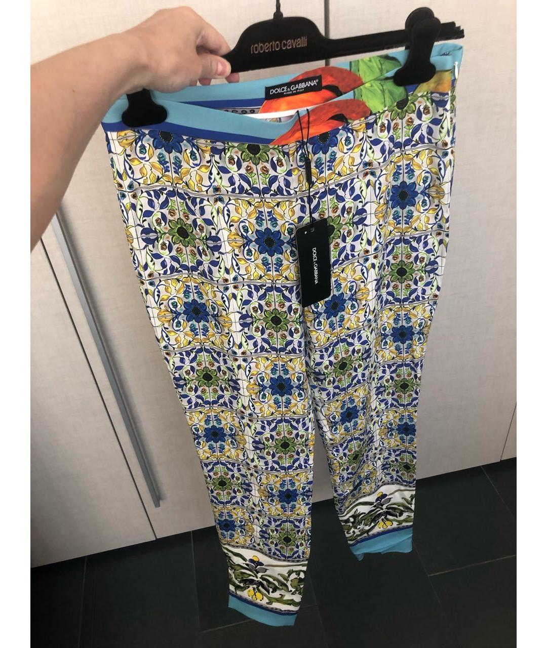 DOLCE&GABBANA Мульти шелковые брюки узкие, фото 3