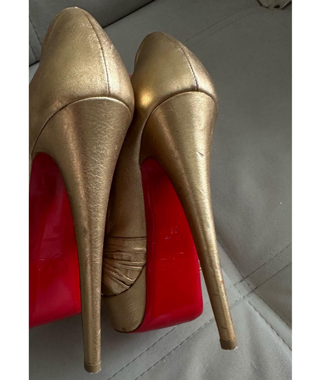 CHRISTIAN LOUBOUTIN Золотые кожаные туфли, фото 8