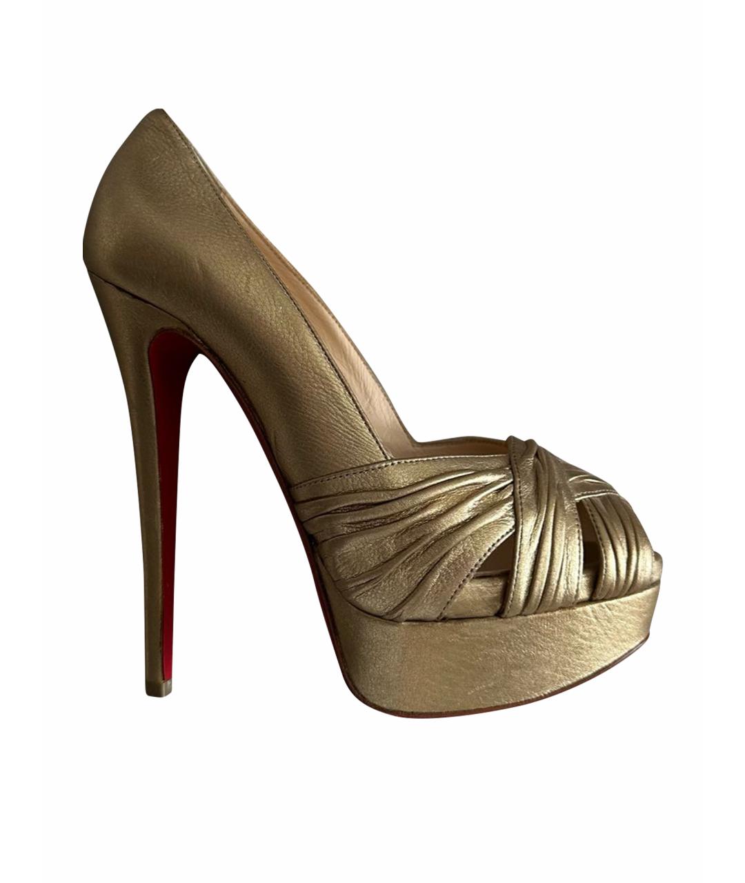 CHRISTIAN LOUBOUTIN Золотые кожаные туфли, фото 1