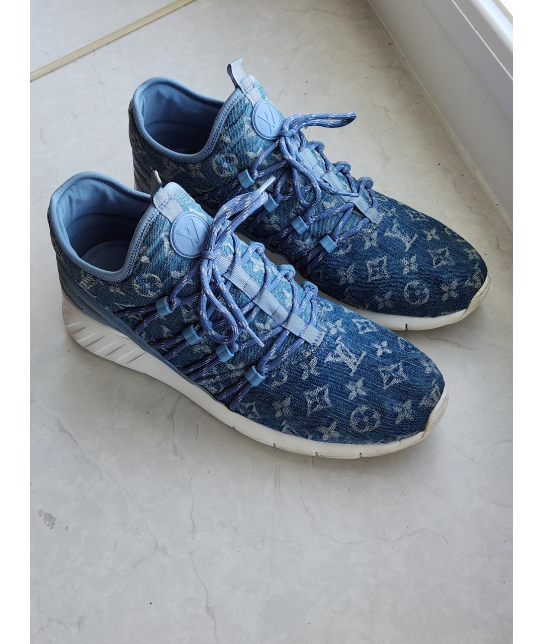LOUIS VUITTON Голубые текстильные высокие кроссовки / кеды, фото 8