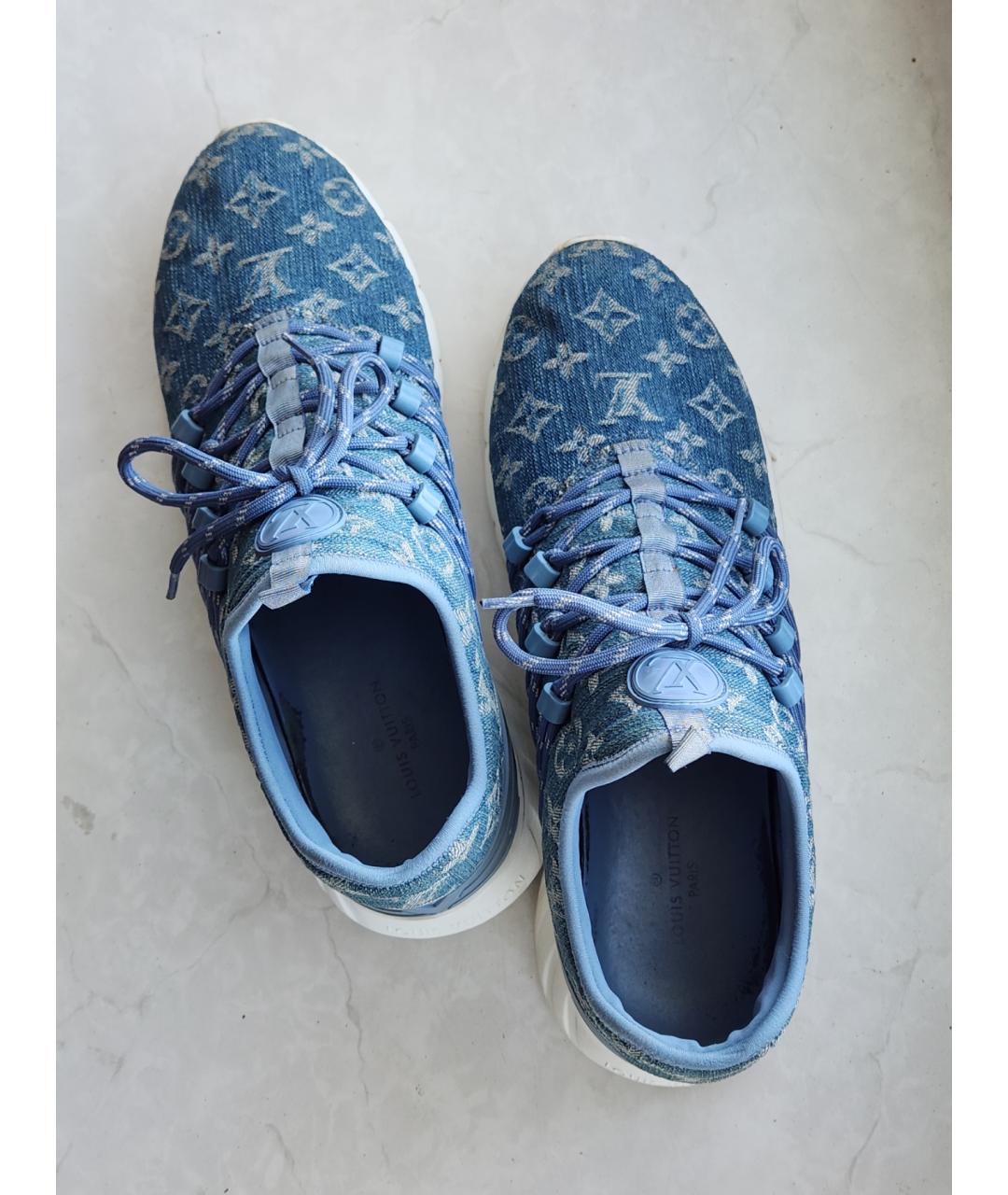 LOUIS VUITTON Голубые текстильные высокие кроссовки / кеды, фото 3